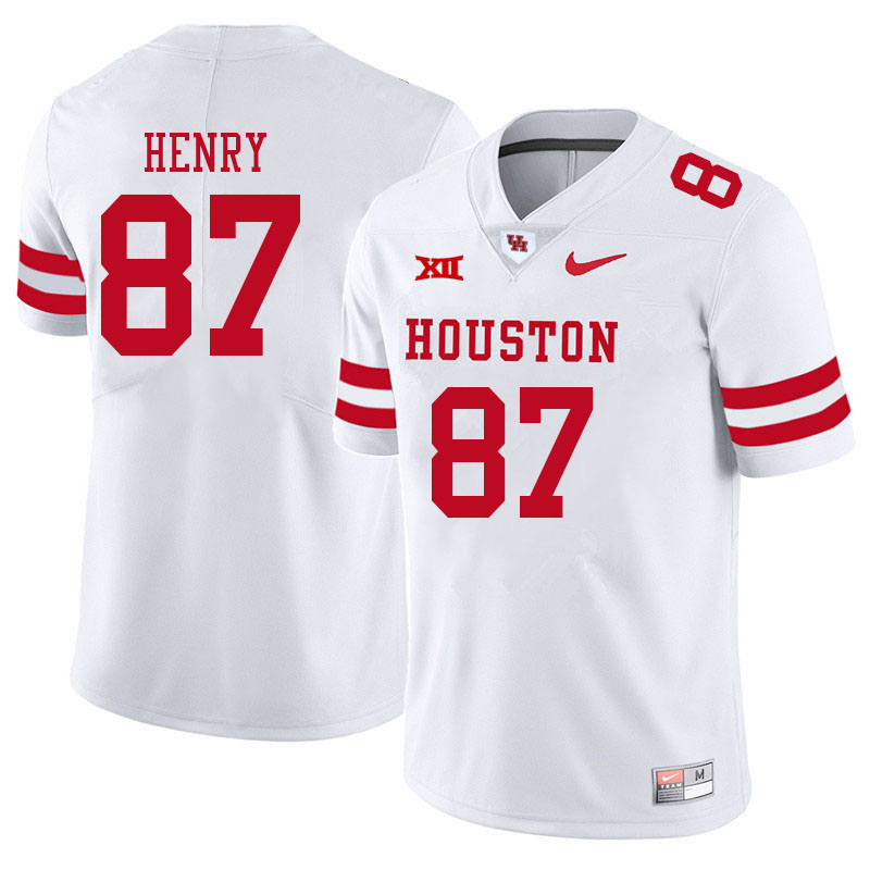 Men #87 Bryan Henry Houston Cougars College Big 12 Conference Football Jerseys Sale-White - Click Image to Close